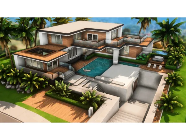 Maxis Match Modern Mansion by simsfinds - The Sims 4 Custom Content