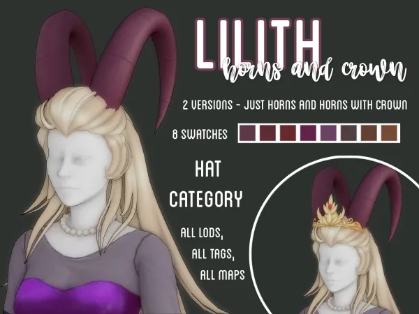 [morallee] Lilith horns and crown (Hazbin Hotel x The Sims 4 Series)