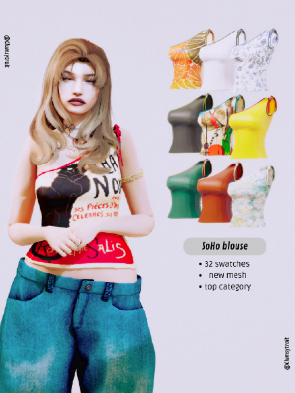 Alpha SoHo Blouse by simsfinds - The Sims 4 Custom Content