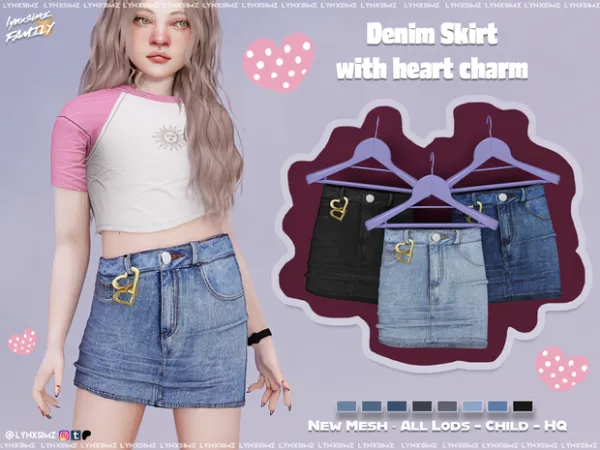 Alpha Denim Skirt with Charm Child by simsfinds - The Sims 4 Custom Content