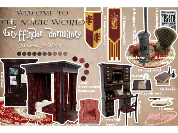 Alpha The Magic World Gryffindor dormitory by simsfinds - The Sims 4 Custom Content
