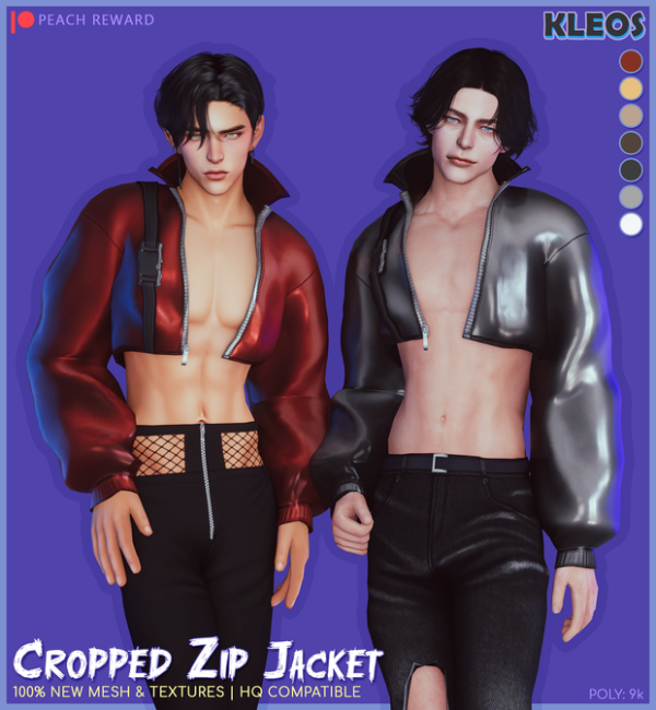 Alpha PEACH Cropped Zip Jacket by simsfinds - The Sims 4 Custom Content