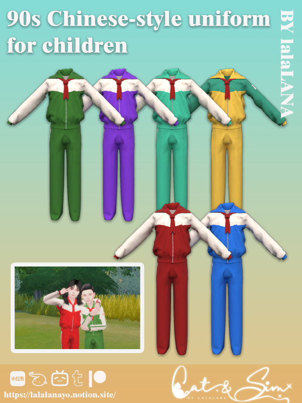 Mix 1990s Chinese style uniform by simsfinds - The Sims 4 Custom Content
