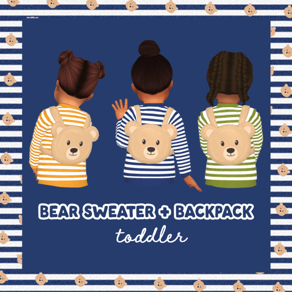 Maxis Match Bear Sweater and BackPack Toddler by simsfinds - The Sims 4 Custom Content