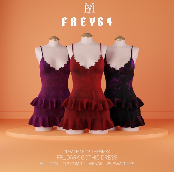 Alpha Dark Gothic Dress by freys4 - The Sims 4 Custom Content