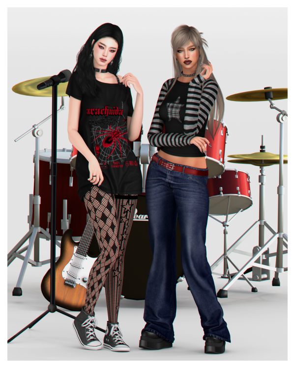 Alpha Garage Band Set by simsfinds - The Sims 4 Custom Content