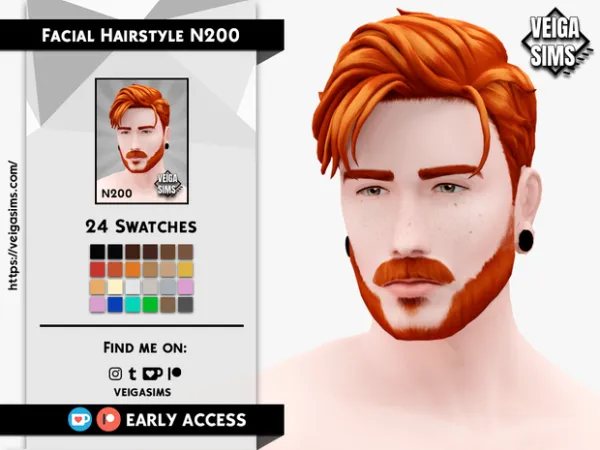 Maxis Match Facial Hair Style N200 by veigasims - The Sims 4 Custom Content