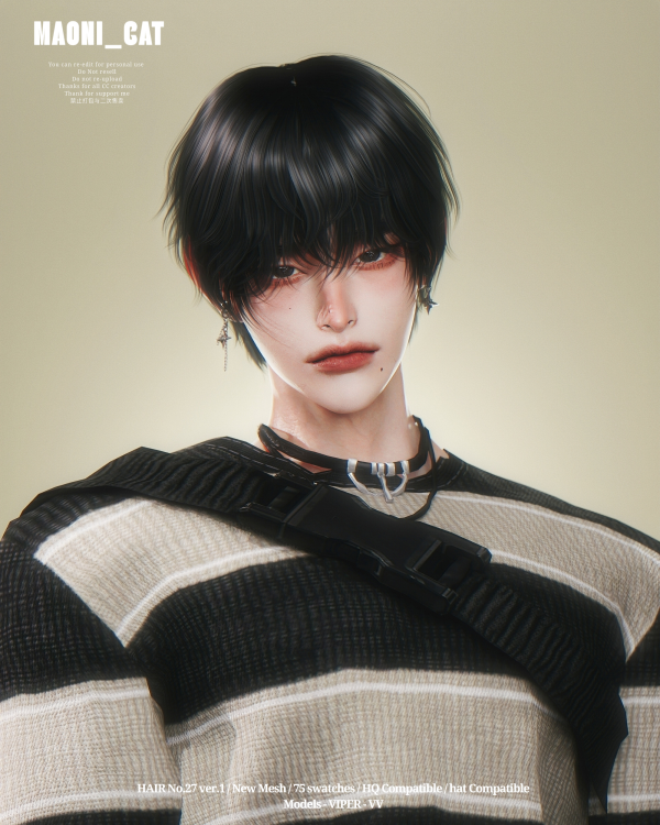 Alpha [Maoni_cat] HAIR No27 ver1 by simsfinds - The Sims 4 Custom Content