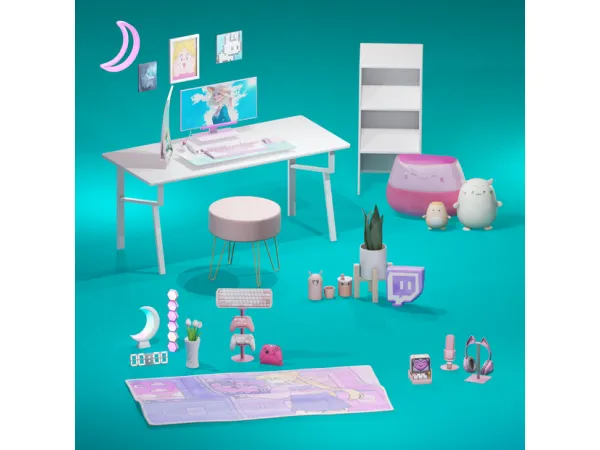 Maxis Match Dreamer Girl Gaming Setup by snootysims - The Sims 4 Custom Content