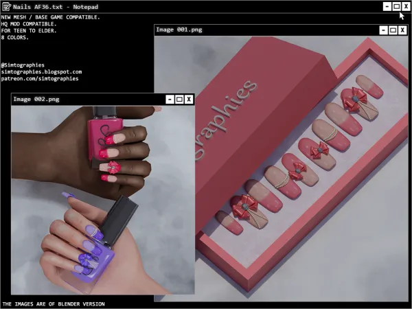 Alpha Nails AF36 - The Sims 4 Custom Content