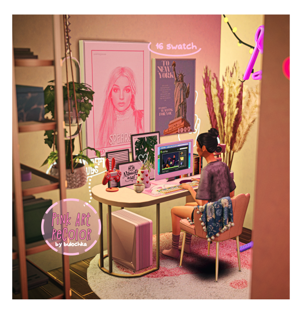 Mix pink aesthetics art by simsfinds - The Sims 4 Custom Content