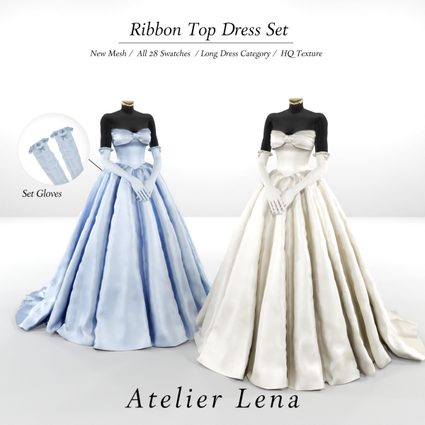 Alpha [Atelier Lena] Ribbon Top Dress Set Gloves by simsfinds - The Sims 4 Custom Content