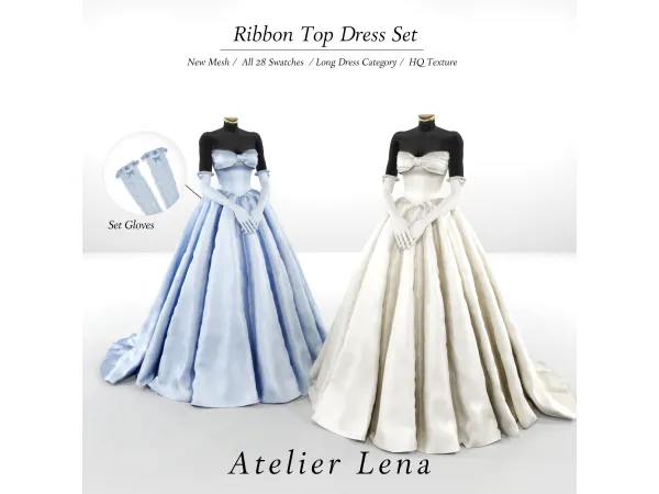 Alpha [Atelier Lena] Ribbon Top Dress Set Gloves - The Sims 4 Custom Content