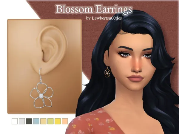 Mix logo Blossom Earrings [Child Teen Elder] by simsfinds - The Sims 4 Custom Content