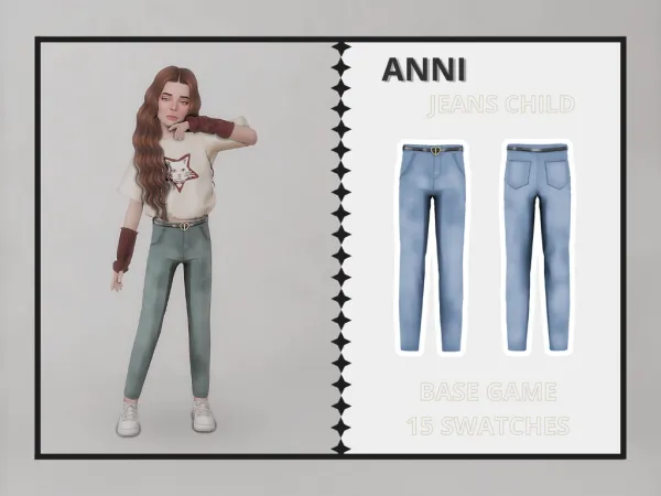 Alpha Anni Jeans Child by clarity-sims - The Sims 4 Custom Content