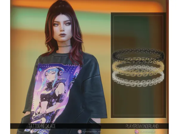 Mix Tattoo Necklace by PlayersWonderland - The Sims 4 Custom Content