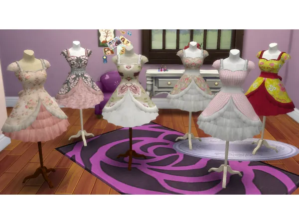 Maxis Match Haggy Lolita Dress on Mannequin by simsfinds - The Sims 4 custom content