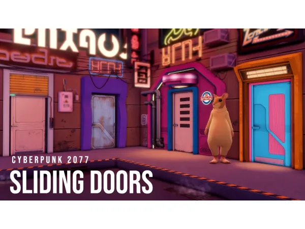 Maxis Match Cyberpunk 2077 Sliding Doors and Frames - The Sims 4 Custom Content