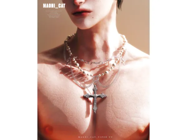 Alpha [Maoni_cat]Necklace No10 crucifix - The Sims 4 Custom Content