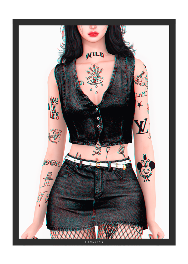 Alpha GIFT Fate Denim Top by plbsims - The Sims 4 Custom Content