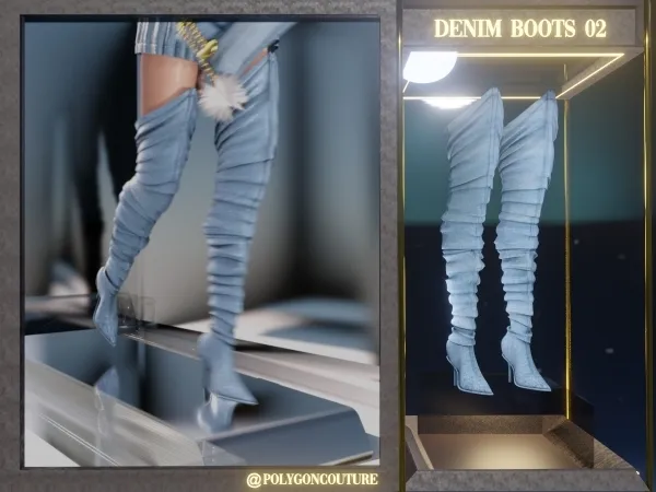 Alpha Denim Boots 02 by polygoncouture - The Sims 4 Custom Content