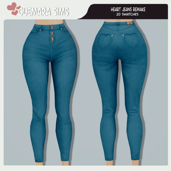 Mix Heart Skinny Jeans Remake by simsfinds - The Sims 4 Custom Content