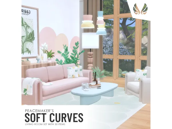 Maxis Match Soft Curves Living Room Set by simsationaldesigns - The Sims 4 Custom Content