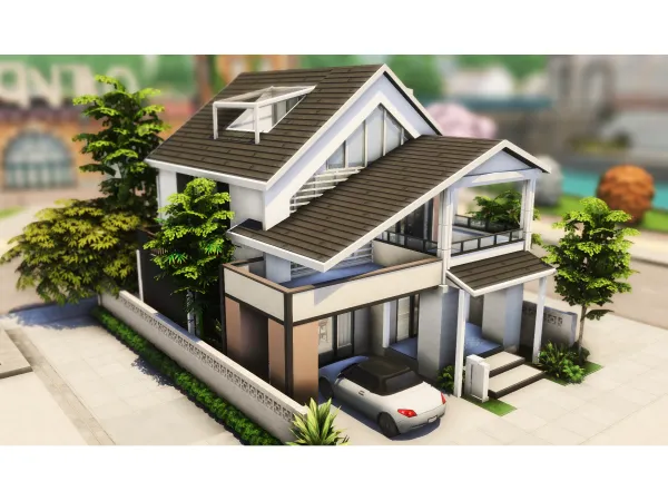 Maxis Match Small Modern House by simsfinds - The Sims 4 Custom Content