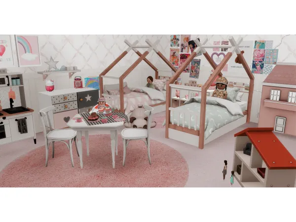 Mix TWIN GIRLS' BEDROOM by simsfinds - The Sims 4 Custom Content