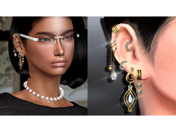 Alpha 8 piece Aesthetic Earring by Mydarling20 - The Sims 4 Custom Content