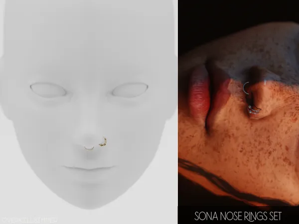 Mix Sona nose rings set - The Sims 4 Custom Content