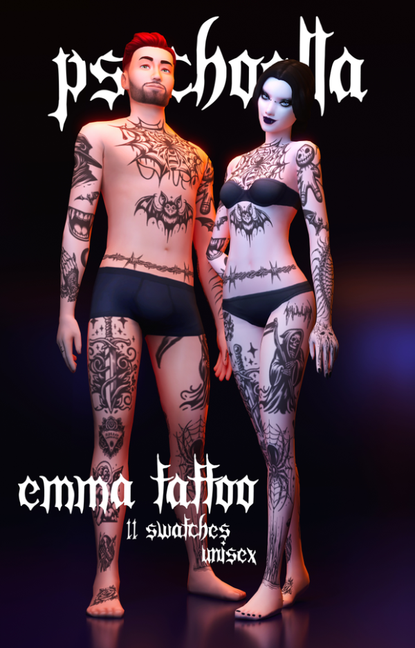 Mix Emma Fullbody Tattoo by simsfinds - The Sims 4 Custom Content