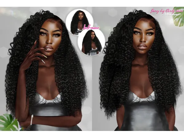 Alpha Jazzy curly hair by simsfinds - The Sims 4 Custom Content