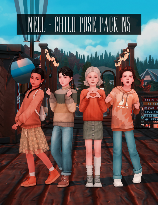 Mix Child Pose Pack N5 by simsfinds - The Sims 4 Custom Content