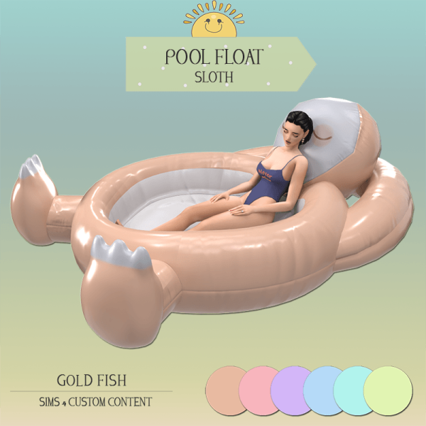Alpha Gold Fish Sloth Pool Float by simsfinds - The Sims 4 Custom Content