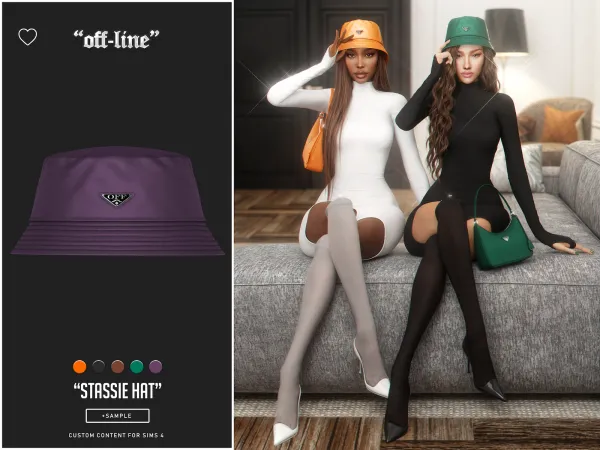 Alpha off line stassie hat (sample) by bergdorfsims - The Sims 4 Custom Content