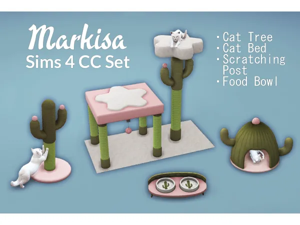 Maxis Match Markisa Set Cactus themed objects for cats by simsfinds - The Sims 4 Custom Content