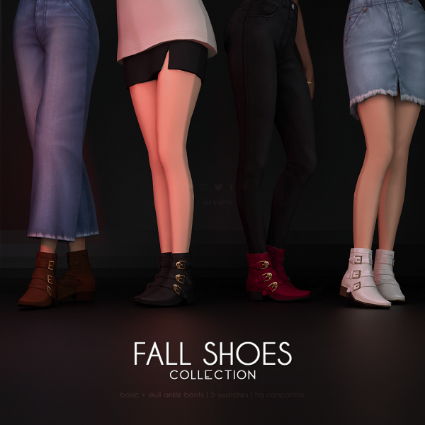Maxis Match Basic Skull Ankle Boots Fall Shoes Collection by luxysims - The Sims 4 Custom Content