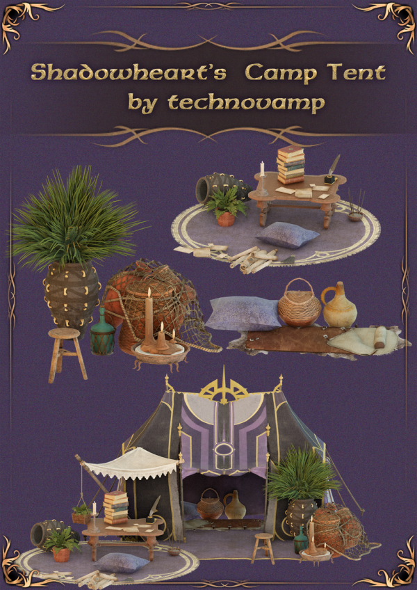 Mix Baldurs Gate 3 Shadowhearts Camp Tent Set by simsfinds - The Sims 4 Custom Content