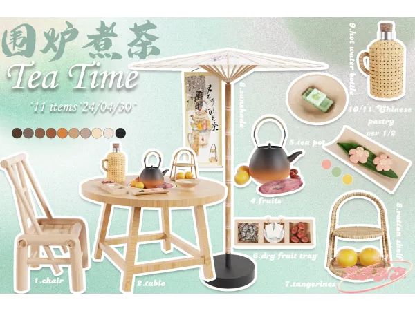 Mix Tea Time Set by lalaLANA - The Sims 4 Custom Content