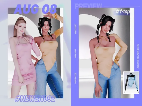 Alpha Unbal Sleeve Top by simsfinds - The Sims 4 Custom Content