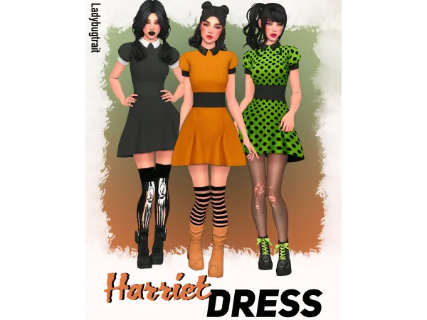 Maxis Match Harriet dress by Ladybugtrait - The Sims 4 Custom Content