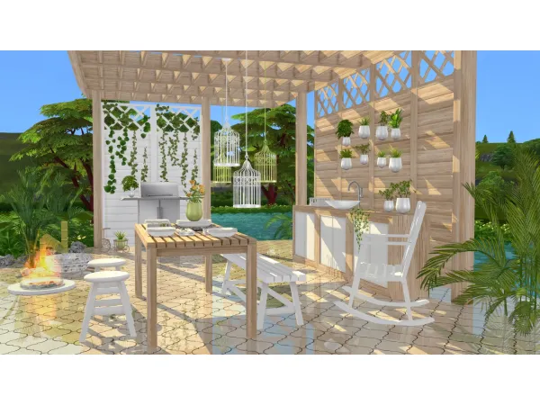 Alpha Chlorophyll Set2 Dining Area by Simcredible - The Sims 4 Custom Content