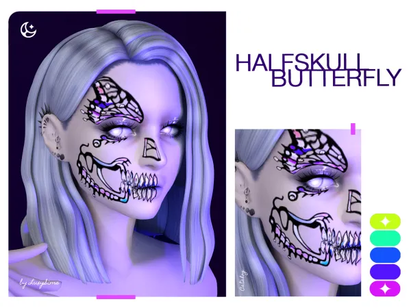 Mix Half Skull Butterfly by luxysims - The Sims 4 Custom Content