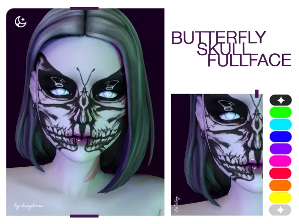 Alpha Butterfly Skull by luxysims - The Sims 4 Custom Content