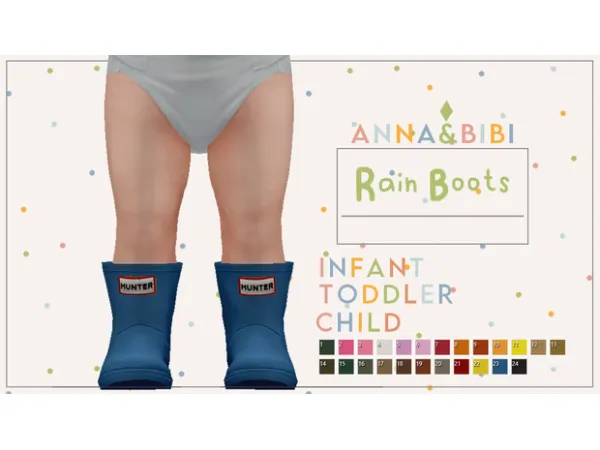 Mix Hunter_rain boots_ Childtoddler and infant [AnnaBibi] - The Sims 4 Custom Content