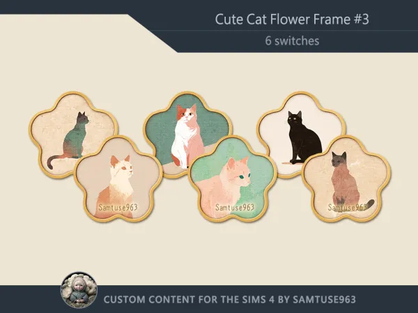 Mix Cute Cat Flower Frame 3 Samtuse963 by simsfinds - The Sims 4 Custom Content