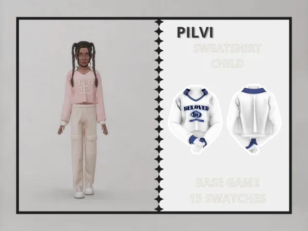 Alpha Pilvi Sweatshirt Child by clarity-sims - The Sims 4 Custom Content