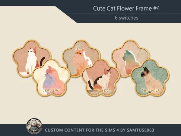 Mix Cute Cat Flower Frame 4 Samtuse963 by simsfinds - The Sims 4 Custom Content