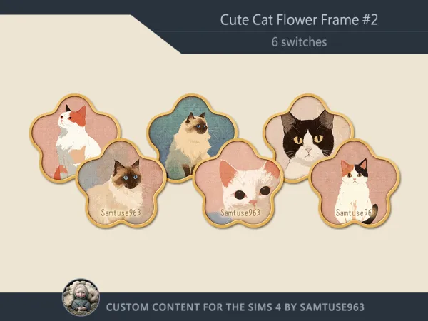 Mix Cute Cat Flower Frame 2 Samtuse963 - The Sims 4 Custom Content